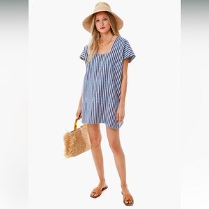 Blue Stripe Mini Sullivan Embroidered Canvas Caftan